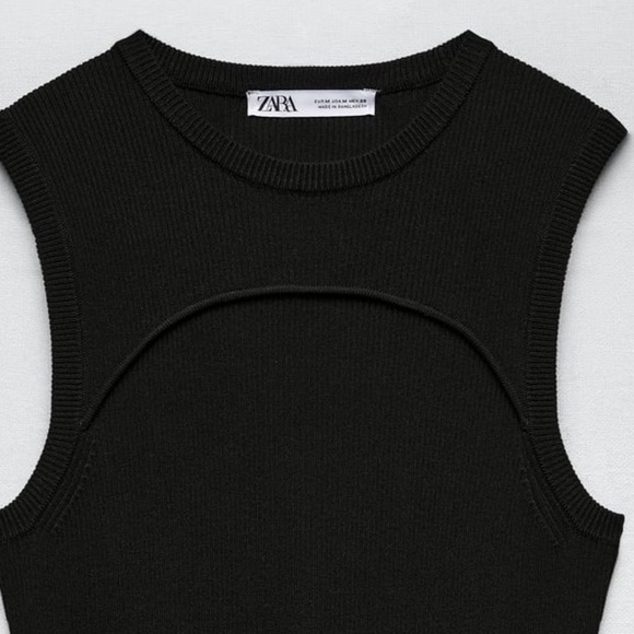 NWT. Zara Black Knitted Midi Sleeveless Dress. Size M. - Picture 6 of 10
